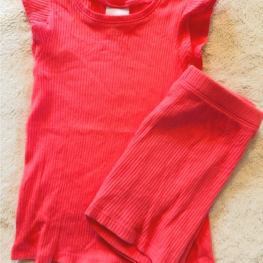 Coral Ribbed Top and Shorts Set
